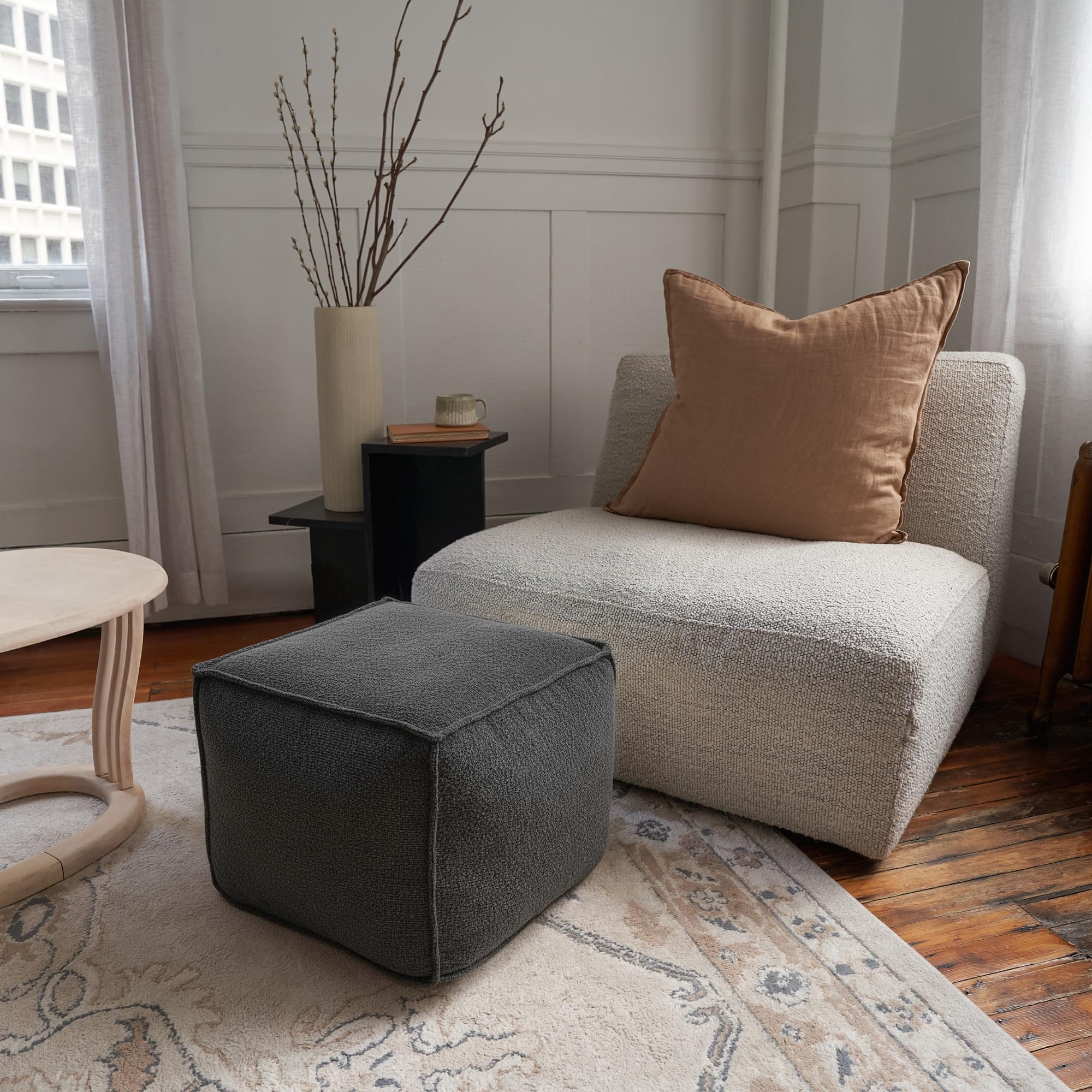 ZICOTO Beautiful Boucle Pouf Ottoman and Foot Rest - Elevate Your